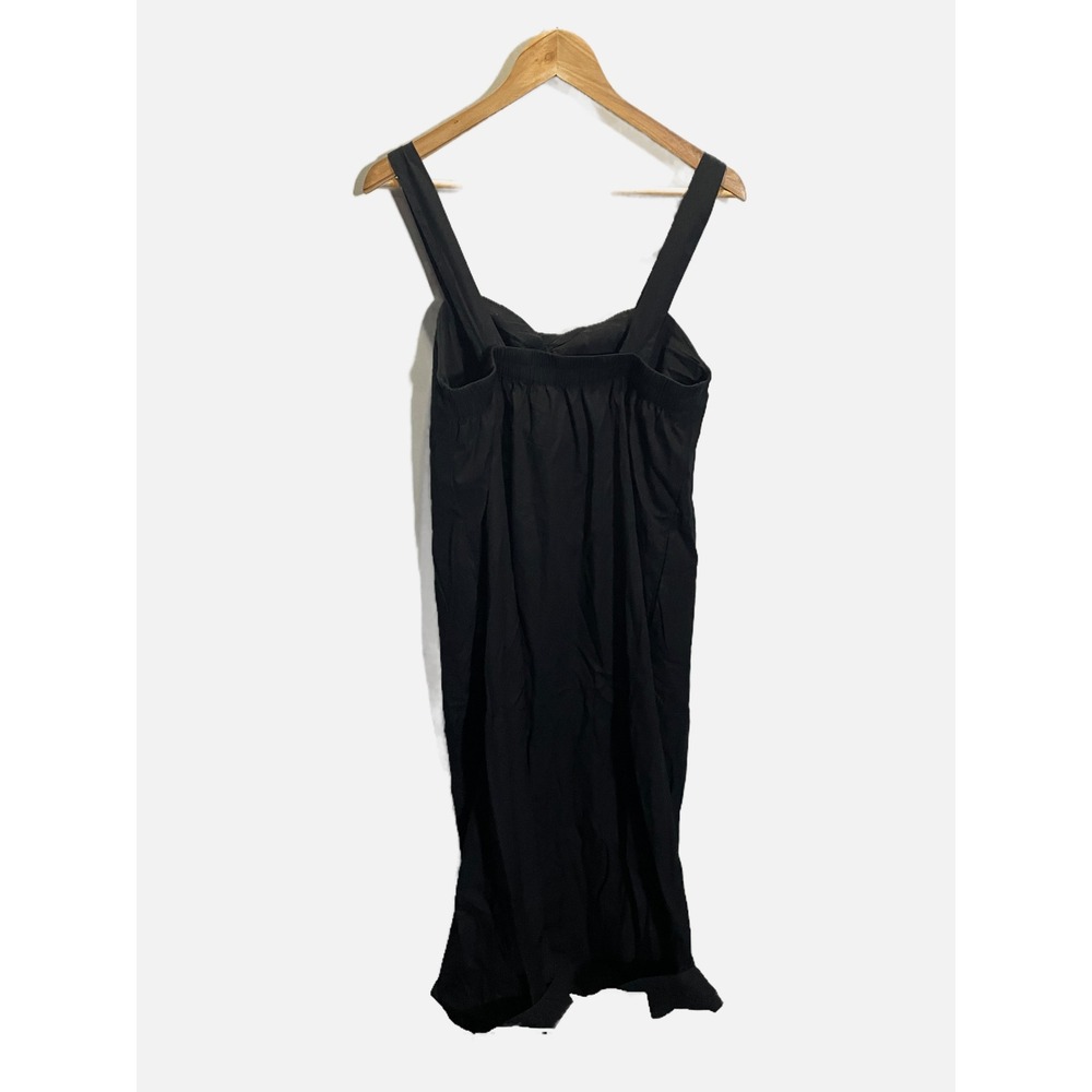 Nordstrom Midi Dress Womens Medium Black Cotton Pleated Sleeveless Minimalist - Picture 7 of 7